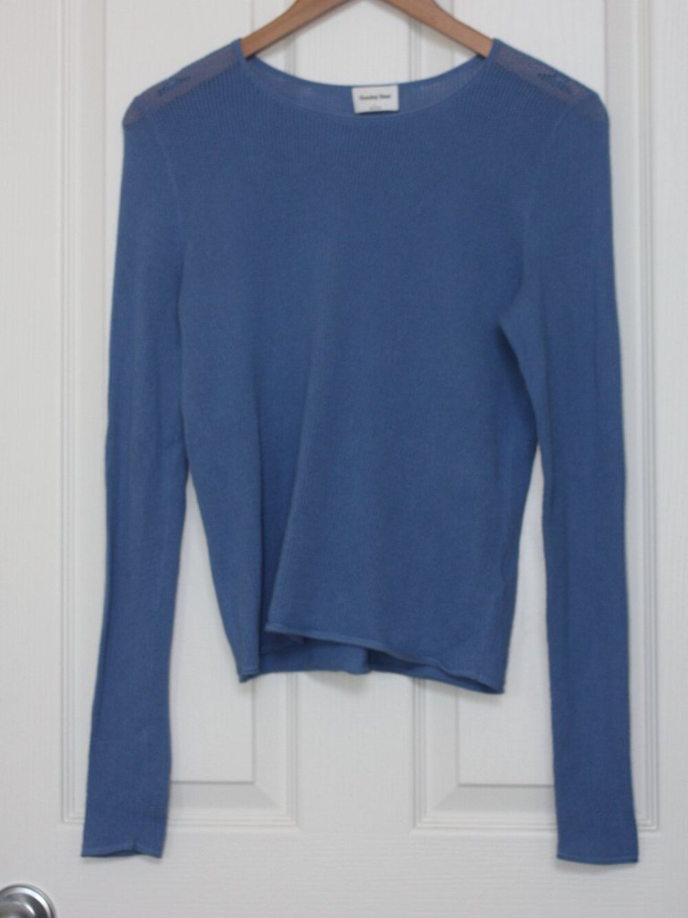 Aritzia Sunday Best Mesh Sky Blue Long Sleeve Shirt L